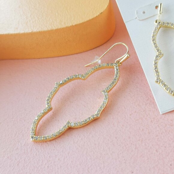 Kendra Scott - Abbie White Crystal Gold Earrings - NEW - Picture 2 of 3